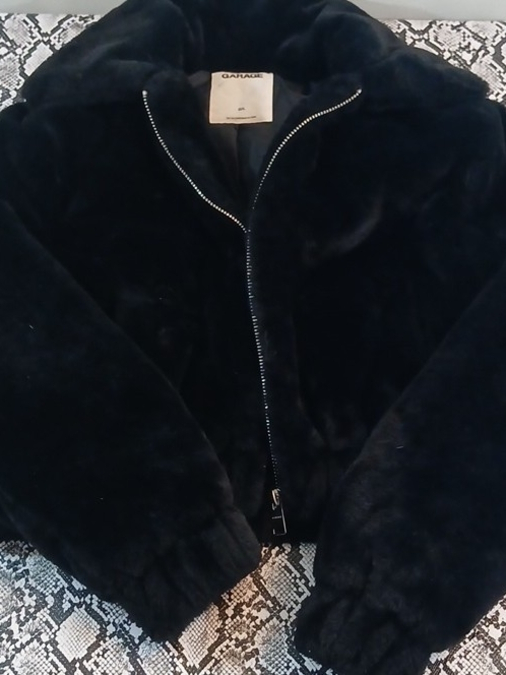 Garage Black Plush Teddy Jacket with Zip